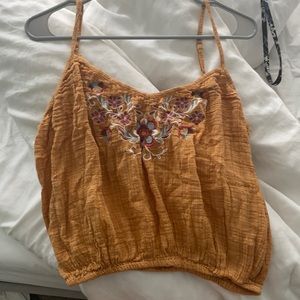 Yellow embroidered tank